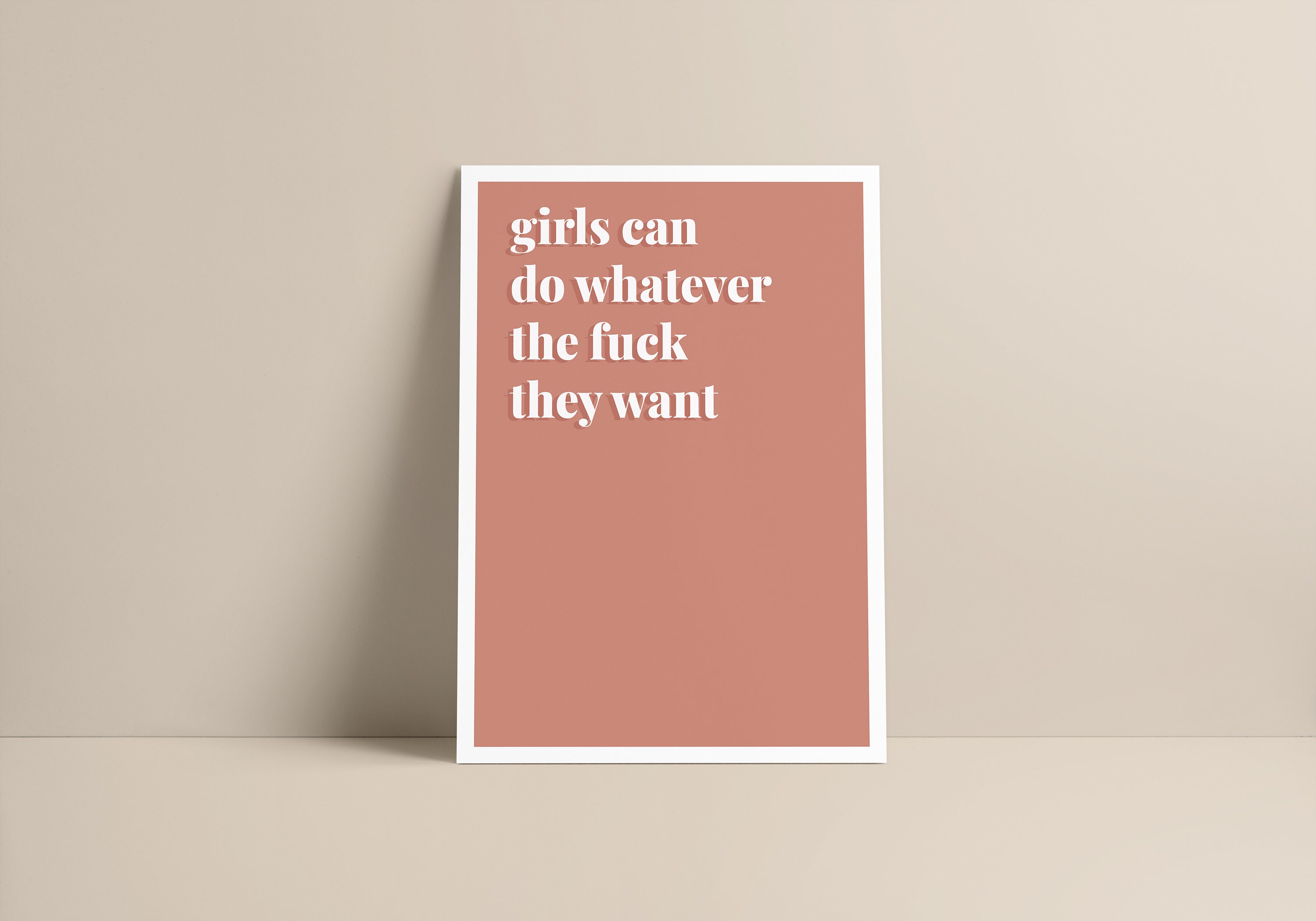 Affiche - Girls Minimalist Décoration Bohème Boho Illustration Quote Féministe Format A3, A4 ou A5