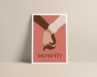 Affiche - Sorority - Minimalist - Décoration bohème - Boho Illustration - Terracotta - Féministe - Format A5, A4 ou A3