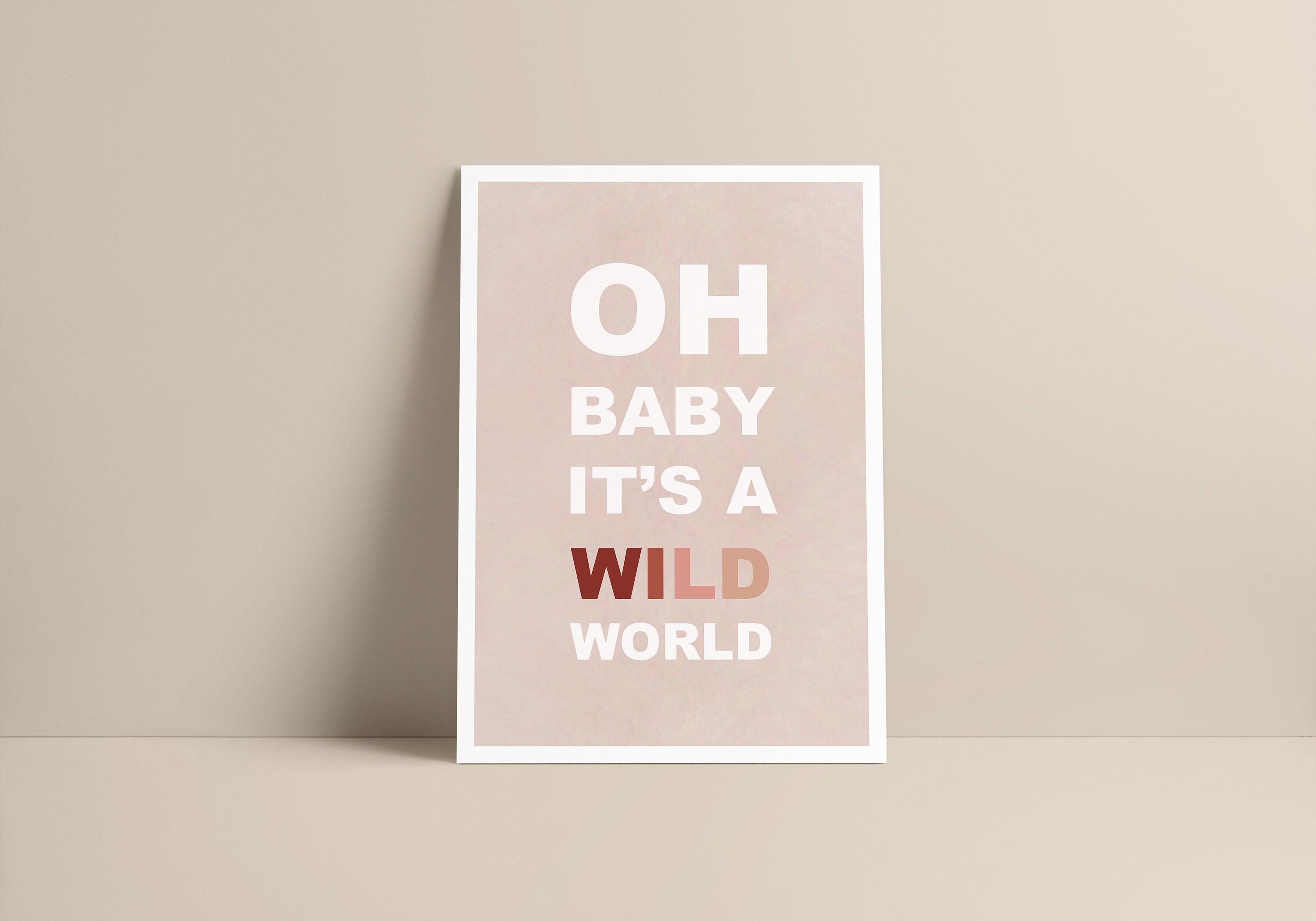 Affiche - Wild World Minimalist Décoration Bohème Boho Illustration Quote Terracotta Beige Format A3