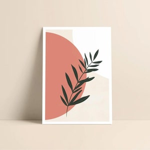 Affiche - Leaf One - Minimalist - Décoration bohème - Boho Illustration - Terracotta - Format A3, A4 ou A5