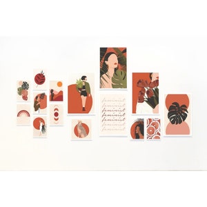 Set de 3 carteles de tu elección - Minimalista - Decoración Boho - Ilustración Boho - Terracota - Formato A5, A4 o A3