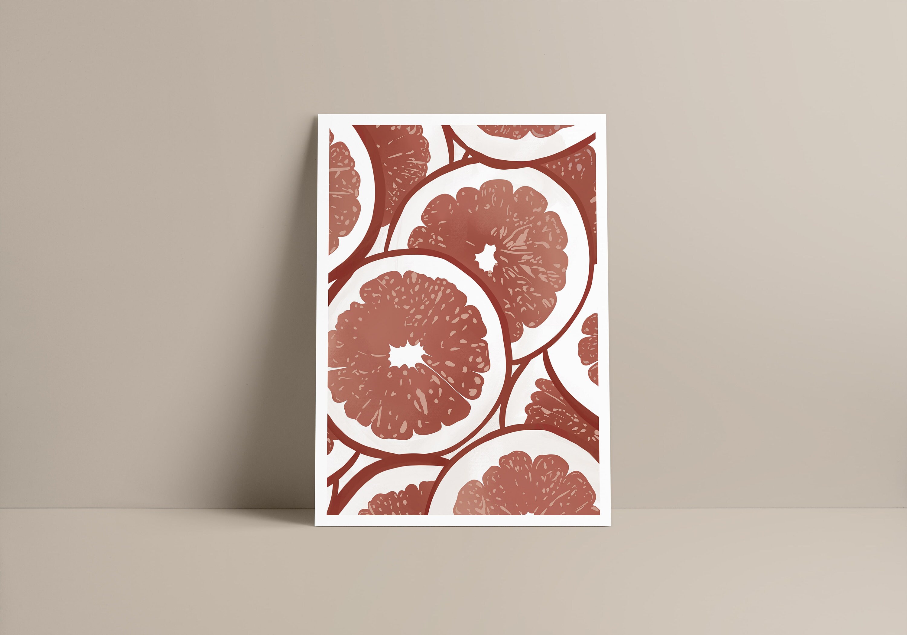 Affiche - Grapefruit Minimalist Décoration Bohème Boho Illustration Format A5, A4 ou A3
