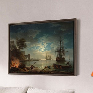 Claude-Joseph Vernet,A Harbor in Moonlight, 1787,large wall art,framed wall art,canvas wall art,large canvas,M3493