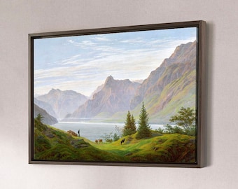 Caspar David Friedrich,Landscape With Mountain Lake, Morning,Large Wall Art,Framed Wall Art,Canvas Wall Art,Large Canvas,M3309