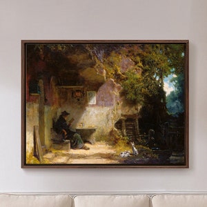 Carl Spitzweg , the hermit in front of his hermitage,large wall art,framed wall art,canvas wall art,large canvas,M3299