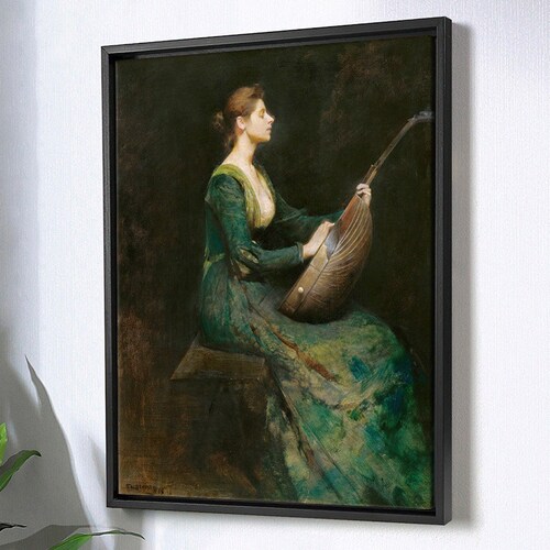 Thomas Wilmer Dewing,Lady with a Lute,large wall art,framed wall art,canvas shops wall art,large canvas,M6798