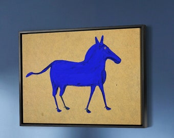 Bill Traylor, Blue Mule, Arte de pared grande, Arte de pared enmarcado, Arte de pared de lienzo, Lienzo grande, M3220