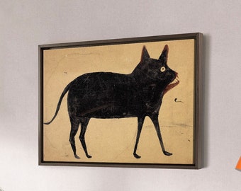 Bill Traylor, gato con mandíbula marrón, arte de pared grande, arte de pared enmarcado, arte de pared de lienzo, lienzo grande, M3221,