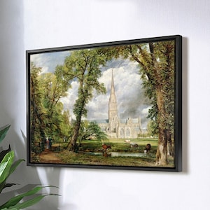 John Constable,View of Salisbury Cathedral from the Bishop&#39;s Grounds,large wall art,framed wall art,canvas wall art,large canvas,M4395