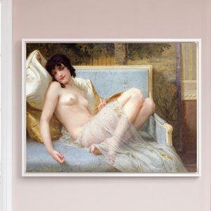 Guillaume Seignac,Indolence, Naked Woman Lying On The Sofa,large wall art,framed wall art,canvas wall art,large canvas,M3966