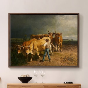 Constant Troyon,oxen Plowing,large wall art,framed wall art,canvas wall art,large canvas,M3500