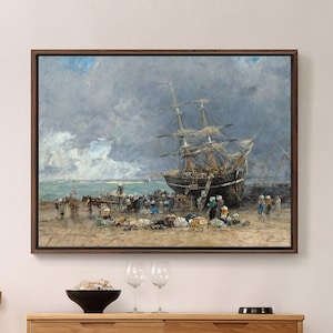 Eugene Boudin, terugkeer van de Terre-Neuvier, grote kunst aan de muur, ingelijste kunst aan de muur, canvas kunst aan de muur, groot canvas, M3670