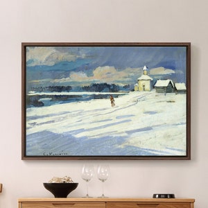 Konstantin Alekseevich Korovin,Winter Landscape With A Small Church Oil On Board,large wall art,framed,canvas wall art,large canvas,M1818