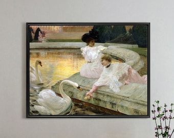 Joseph Marius Avy,the Swans,art Prints,vintage Art,canvas Wall Art