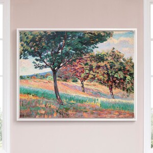 Armand Guillaumin, Boomgaard aan de rand van een bos in Saint-Cheron, grote kunst aan de muur, ingelijste kunst aan de muur, canvas kunst aan de muur, groot canvas, M3137