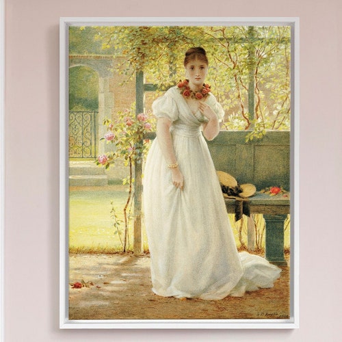 George Dunlop Leslie,In the Walled Garden, 1869,large wall art,framed shops wall art,canvas wall art,large canvas,M5784