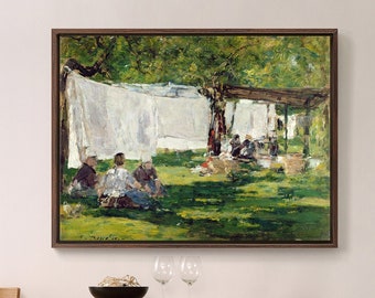 Eugene Louis Boudin, La lavandería en Collise St Simeon, arte de pared grande, arte de pared enmarcado, arte de pared de lienzo, lienzo grande, M3694
