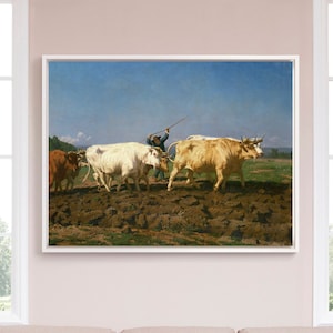 Rosa Bonheur,Ploughing In The Nivernais, 1850,large wall art,framed wall art,canvas wall art,large canvas,M4958