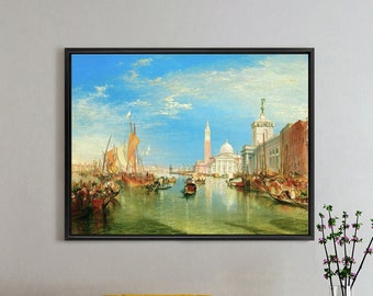 Joseph Mallord William Turner, La Dogana y San Giorgio Maggiore, Venecia, Arte de pared grande, Arte mural enmarcado, Arte mural de lienzo, Lienzo grande, M4481