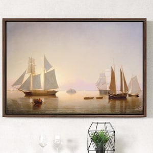 Fitz Henry Lane,Becalmed Off Halfway Rock,Large Wall Art,Framed Wall Art,Canvas Wall Art,M1334