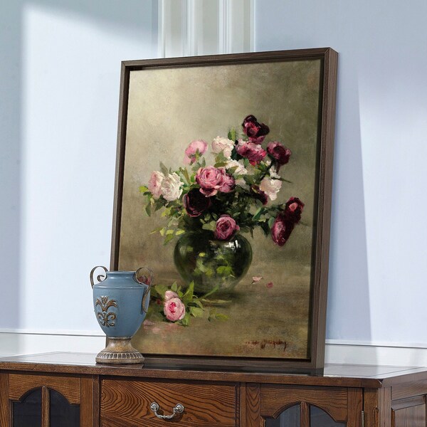 Eva Gonzales,Vase of Roses, 1870,large wall art,framed wall art,canvas wall art,large canvas,M5664