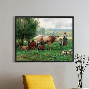 Julien Dupre,Time of milking,large wall art,framed wall art,canvas wall art,large canvas,M4513