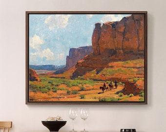 Edgar Payne, Monument Valley, Riverbed, arte de parede grande, arte de parede emoldurada, arte de parede em tela, tela grande, M3542