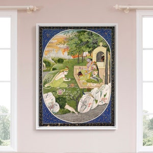 Indian Paintings,Rama Sita And Lakshmana In The Forest,Tales Of God Rama,Large Wall Art,Framed Wall Art,Canvas Wall Art,Large Canvas,M6049