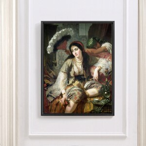 Jean Baptiste Ange Tissier,Odalisque,Portrait of a lady,large wall art,framed wall art,canvas wall art,large canvas,M6118