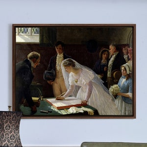 Edmund Blair Leighton,The Wedding Register, 1920,large wall art,framed wall art,canvas wall art,large canvas,M3555