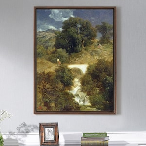 Arnold Bocklin,Roman Landscape With A Bridge,large wall art,framed wall art,canvas wall art,large canvas,M5348