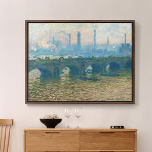 Claude Monet, Waterloo Bridge, bewolkt, grote kunst aan de muur, ingelijste kunst aan de muur, canvas kunst aan de muur, groot canvas, M3491
