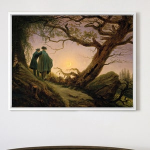 Caspar David Friedrich,Two Men Contemplating the Moon,1830,große Wandkunst,gerahmte Wandkunst,Leinwand Wandkunst,große Leinwand,M3314