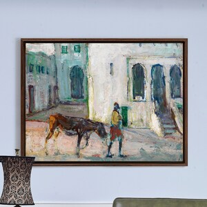 Henry Ossawa Tanner,Street Scene, Tangier (Man Leading Calf),large wall art,framed wall art,canvas wall art,large canvas,M4146