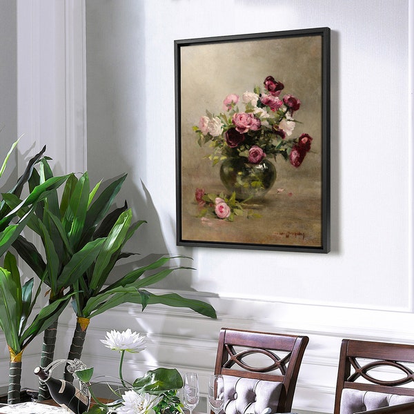 Eva Gonzales,Vase of Roses,Vase still life,canvas print,canvas art,canvas wall art,large wall art,framed wall art,p442