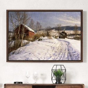 Peder Monsted,A Winter Landscape Lillehammer,large wall art,framed wall art,canvas wall art,large canvas,M1945