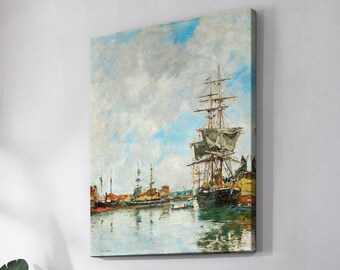 Eugene Boudin, El muelle de Deauville, 1891, arte de pared grande, arte de pared enmarcado, arte de pared de lienzo, lienzo grande, M5652