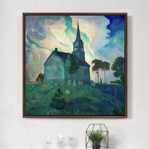Newell Convers Wyeth, Ridge Church, 1936, grand art mural, art mural encadré, art mural sur toile, grande toile, M7203