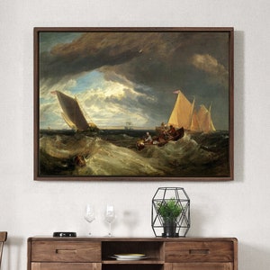 Joseph Mallord William Turner,The Junction of the Thames and Medway,große Wandkunst,gerahmte Wandkunst,Leinwand Wandkunst,große Leinwand,M4483