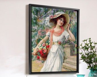 Emile Vernon,The Flower Girl,large wall art,framed wall art,canvas wall art,large canvas,M5630