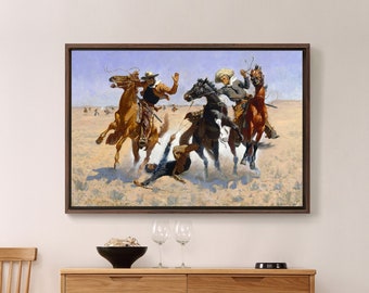 Frederic Remington, Ayudando a un camarada, tiro a caballo vaquero, impresión de lienzo, arte de lienzo, arte de pared de lienzo, arte de pared grande, arte de pared enmarcado, p1704
