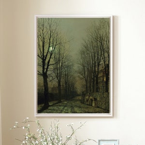 John Atkinson Grimshaw, Maanlicht en schaduw, grote kunst aan de muur, ingelijste kunst aan de muur, canvas kunst aan de muur, groot canvas, M6206