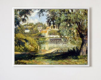 Henri Lebasque, pueblo a orillas del pueblo del río Au Bord De La Riviere, circa 1900, arte mural grande, arte mural enmarcado, pared de lienzo, M4107