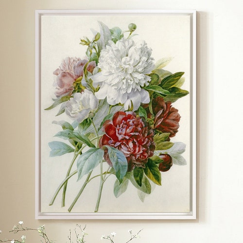 Pierre Joseph Redoute,A Bouquet of Red Pink and White shops Peonies,large wall art,framed wall art,canvas wall art,large canvas,M6634