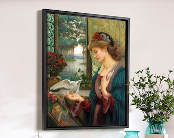 Marie Spartali Stillman,Love&#39;S Messenger, 1885,Große Wandkunst,Gerahmte Wandkunst,Leinwand Wandkunst,Große Leinwand,M6367