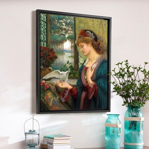 Marie Spartali Stillman,Love'S Messenger, 1885,Large Wall Art,Framed Wall Art,Canvas Wall Art,Large Canvas,M6367