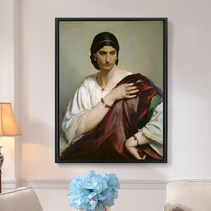 Anselm Feuerbach,lucrezia Borgia; Portrait Of A Roman Woman In White Tunic And Red Robe,large wall art,framed wall art,canvas wall art,M5331