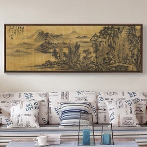 Wu Zhen,Mountain scenery under dark clouds 3,Chinese Painting,bedroom wall art,Large Wall Art,Framed Wall Art,T232