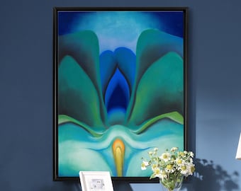 Georgia O&#39;Keeffe,Blaue Blume,Blaue abstrakte Kunst,1918,Große Wandkunst,gerahmte Wandkunst,Leinwand wandkunst,große Leinwand,M5816