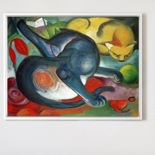 Franz Marc,Two shops Cats, Blue and Yellow,large wall art,framed wall art,canvas wall art,large canvas,M3789